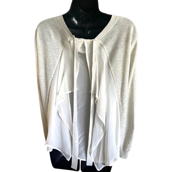 MAILLE Clu Cotton sheer back top  XS gray 38ch 22 long - Picture 3 of 4